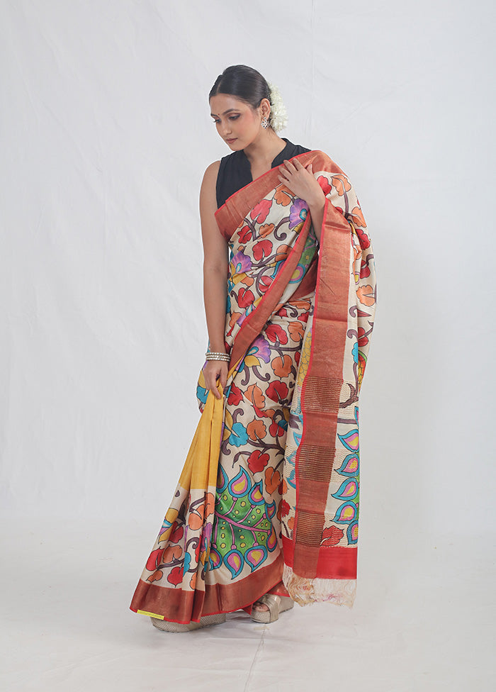 Multicolor Tussar Silk Saree With Blouse Piece - Indian Silk House Agencies