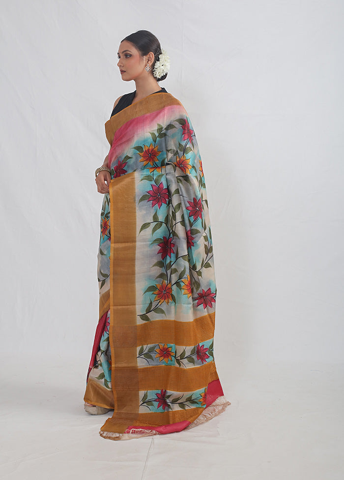 Multicolor Tussar Silk Saree With Blouse Piece - Indian Silk House Agencies