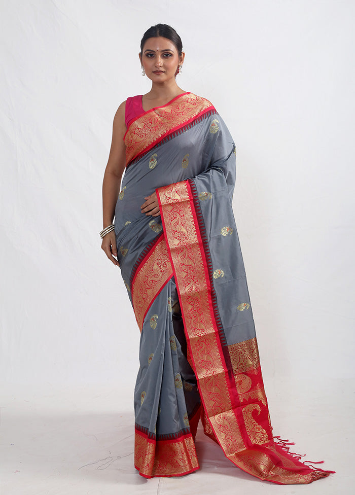 Pink Kanjivaram Silk Saree With Blouse Piece - Indian Silk House Agencies