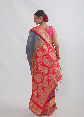 Pink Kanjivaram Silk Saree With Blouse Piece - Indian Silk House Agencies