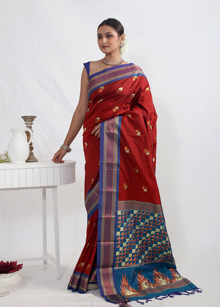 Maroon Kanjivaram Silk Saree With Blouse Piece - Indian Silk House Agencies