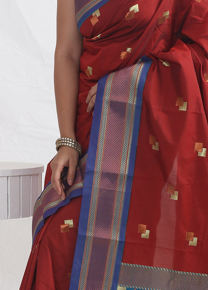 Maroon Kanjivaram Silk Saree With Blouse Piece - Indian Silk House Agencies