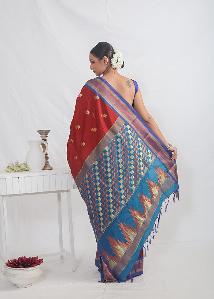 Maroon Kanjivaram Silk Saree With Blouse Piece - Indian Silk House Agencies