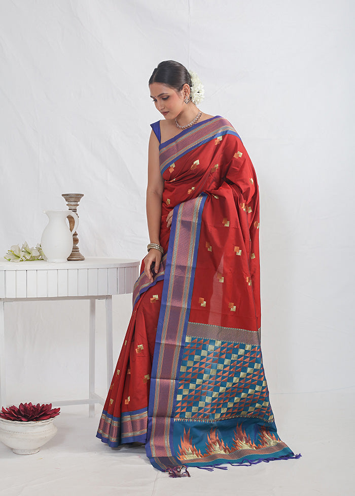 Maroon Kanjivaram Silk Saree With Blouse Piece - Indian Silk House Agencies