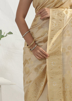 Cream Dupion Silk Saree With Blouse Piece - Indian Silk House Agencies