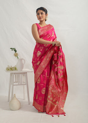 Pink Dupion Silk Saree With Blouse Piece - Indian Silk House Agencies