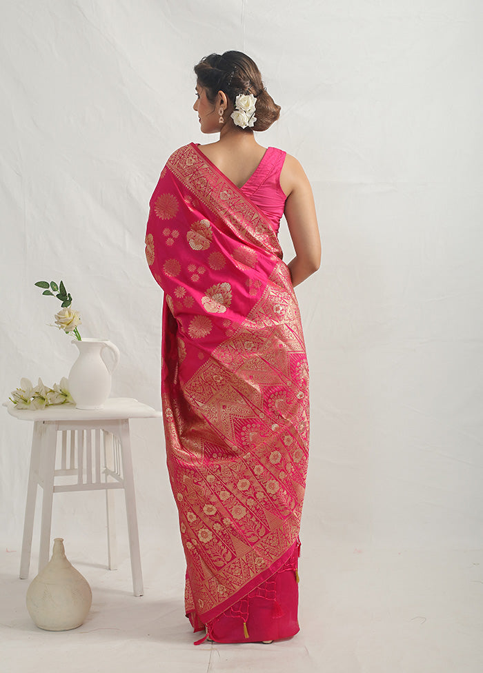 Pink Dupion Silk Saree With Blouse Piece - Indian Silk House Agencies