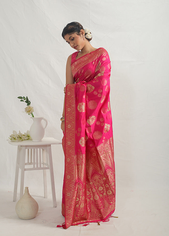 Pink Dupion Silk Saree With Blouse Piece - Indian Silk House Agencies