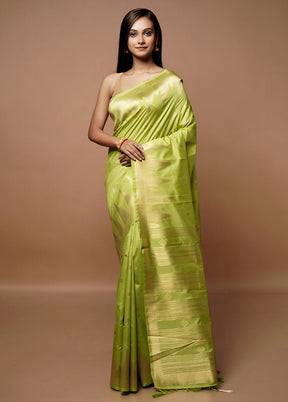 Green Dupion Silk Saree With Blouse Piece