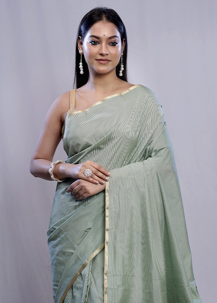 Green Kanjivaram Silk Saree With Blouse Piece - Indian Silk House Agencies