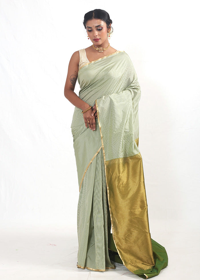 Green Kanjivaram Silk Saree With Blouse Piece - Indian Silk House Agencies