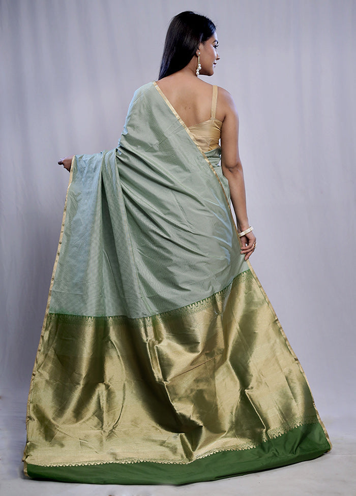 Green Kanjivaram Silk Saree With Blouse Piece - Indian Silk House Agencies