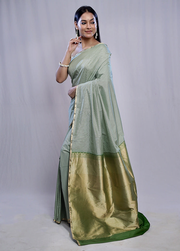 Green Kanjivaram Silk Saree With Blouse Piece - Indian Silk House Agencies