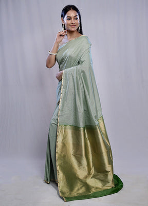 Green Kanjivaram Silk Saree With Blouse Piece - Indian Silk House Agencies