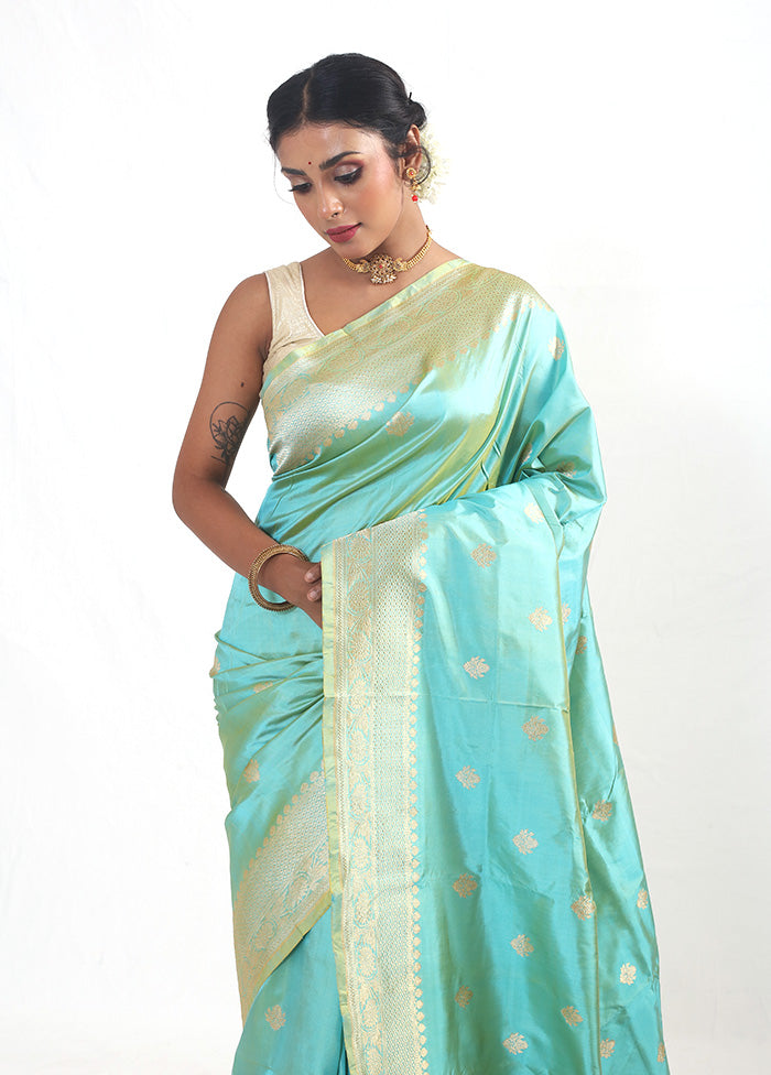 Green Katan Pure Silk Saree With Blouse Piece - Indian Silk House Agencies