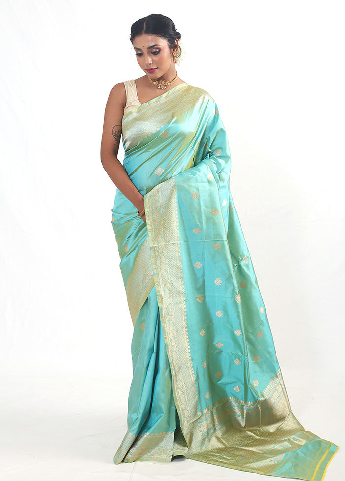 Green Katan Pure Silk Saree With Blouse Piece - Indian Silk House Agencies