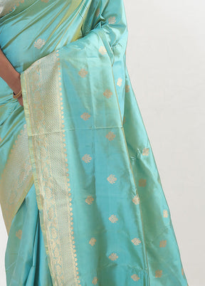 Green Katan Pure Silk Saree With Blouse Piece - Indian Silk House Agencies