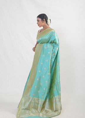 Green Katan Pure Silk Saree With Blouse Piece - Indian Silk House Agencies