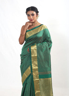 Green Kanjivaram Silk Saree With Blouse Piece - Indian Silk House Agencies