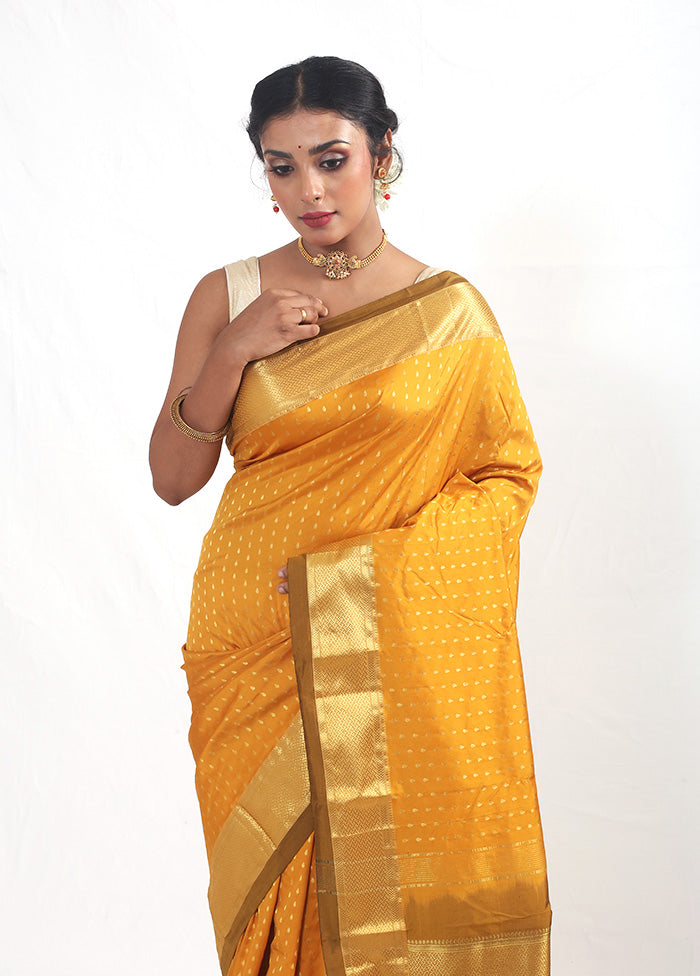 Yellow Kanjivaram Silk Saree With Blouse Piece - Indian Silk House Agencies