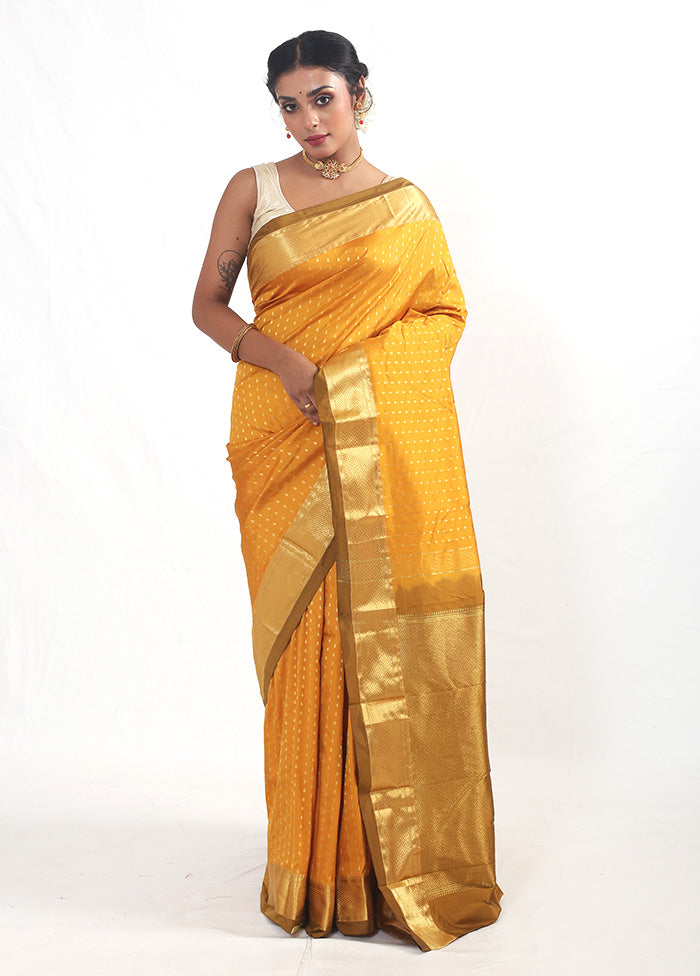 Yellow Kanjivaram Silk Saree With Blouse Piece - Indian Silk House Agencies