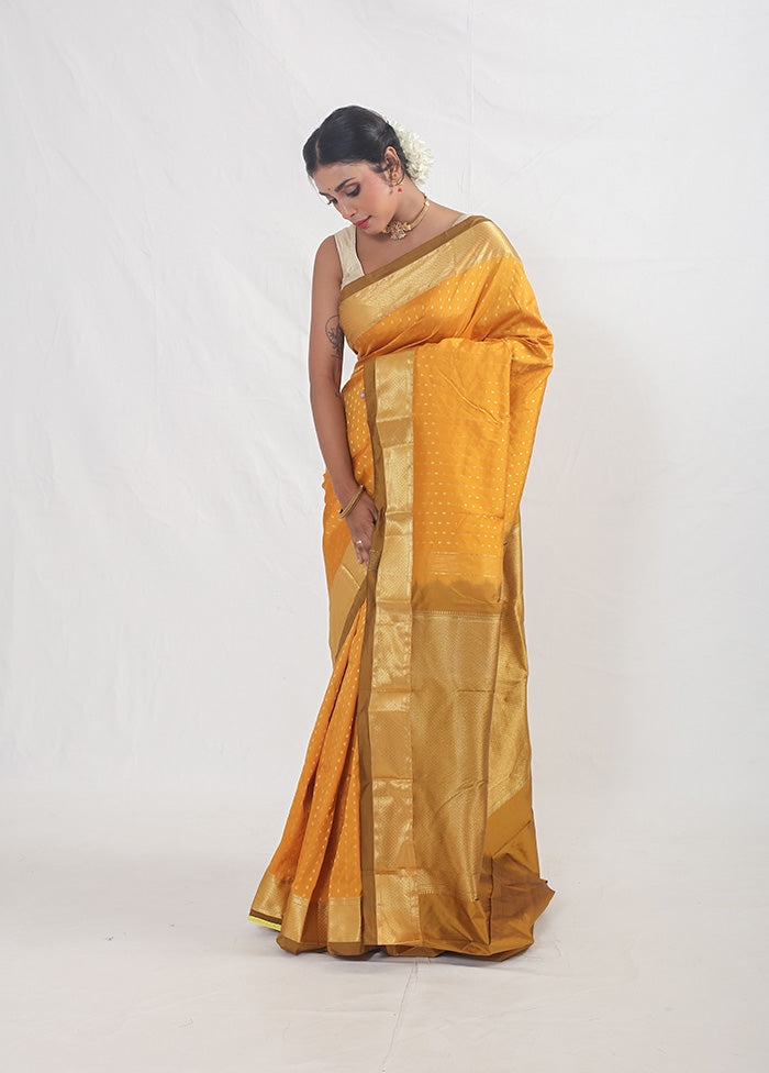 Yellow Kanjivaram Silk Saree With Blouse Piece - Indian Silk House Agencies