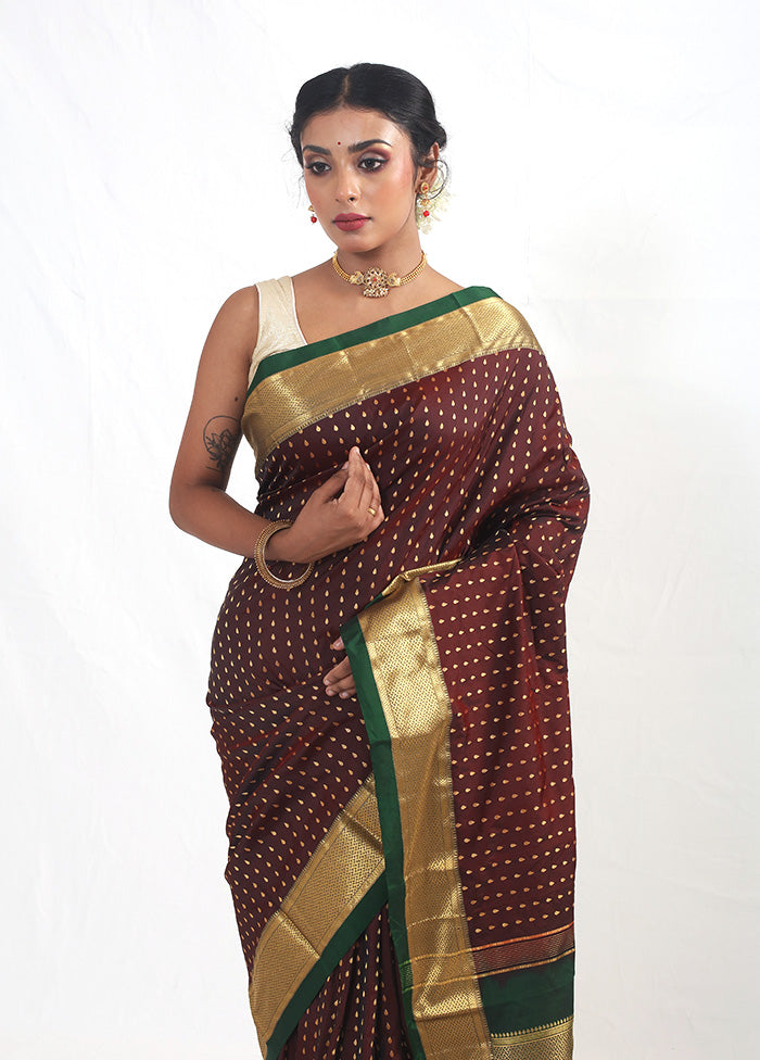 Maroon Kanjivaram Silk Saree With Blouse Piece - Indian Silk House Agencies