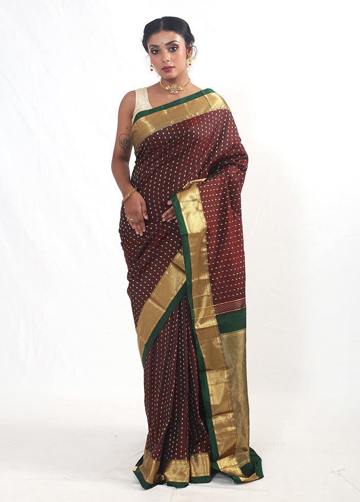 Maroon Kanjivaram Silk Saree With Blouse Piece - Indian Silk House Agencies