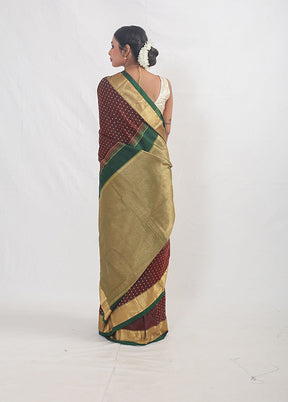 Maroon Kanjivaram Silk Saree With Blouse Piece - Indian Silk House Agencies