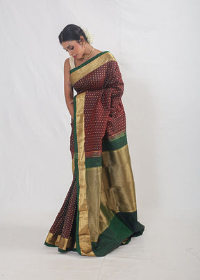 Maroon Kanjivaram Silk Saree With Blouse Piece - Indian Silk House Agencies