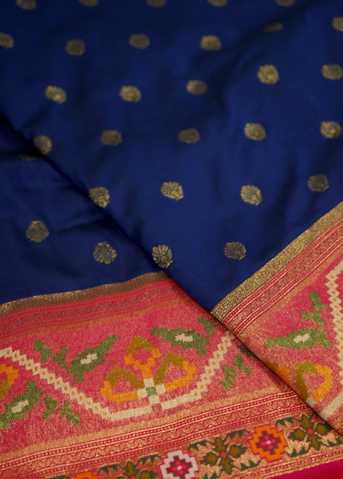 Blue Dupion Silk Saree With Blouse Piece - Indian Silk House Agencies