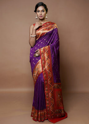 Purple Dupion Silk Saree With Blouse Piece