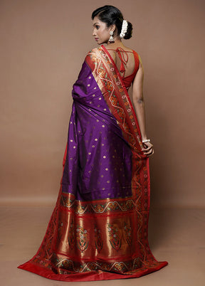 Purple Dupion Silk Saree With Blouse Piece