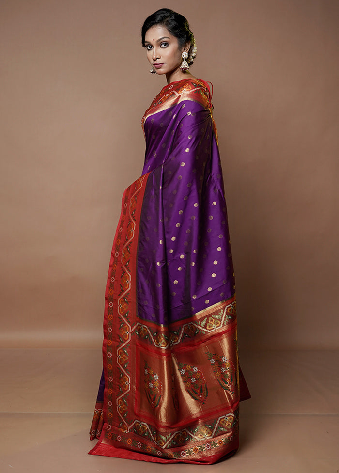 Purple Dupion Silk Saree With Blouse Piece