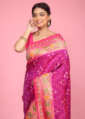 Purple Dupion Silk Saree With Blouse Piece - Indian Silk House Agencies