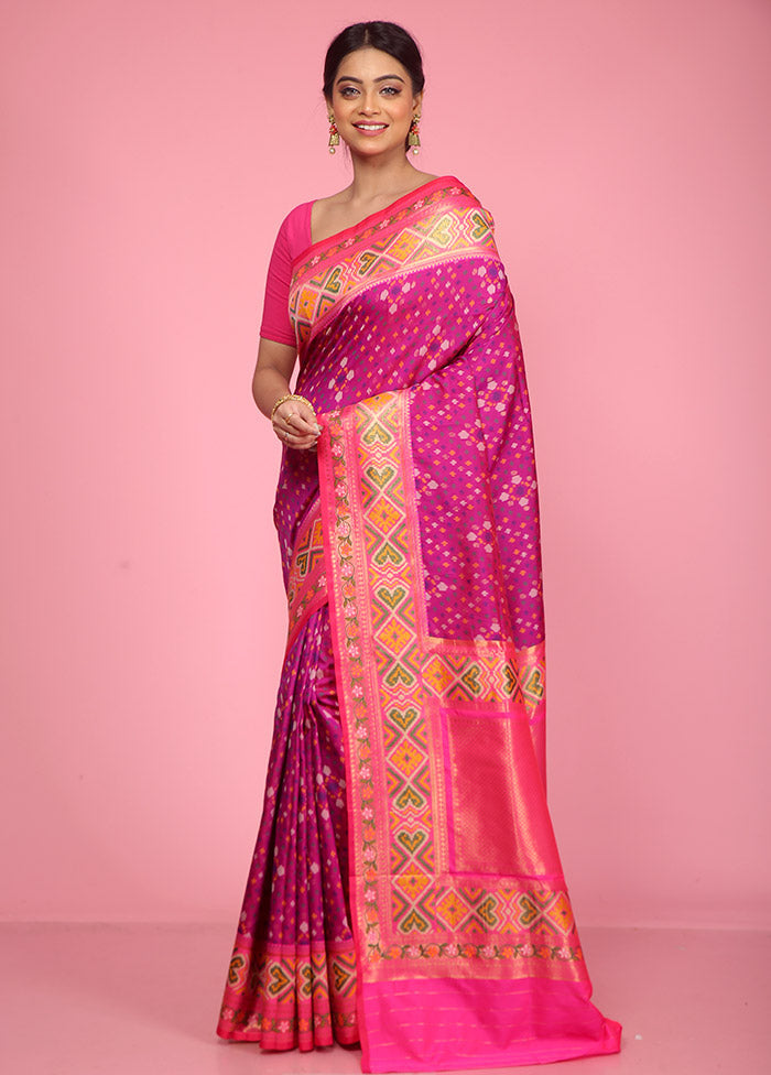 Purple Dupion Silk Saree With Blouse Piece - Indian Silk House Agencies