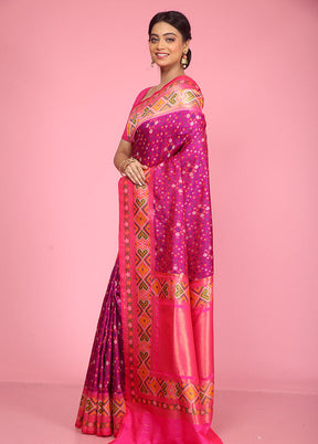 Purple Dupion Silk Saree With Blouse Piece - Indian Silk House Agencies