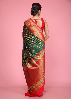 Green Dupion Silk Saree With Blouse Piece - Indian Silk House Agencies