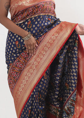 Blue Dupion Silk Saree With Blouse Piece - Indian Silk House Agencies