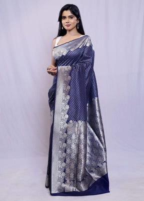 Blue Uppada Silk Saree With Blouse Piece - Indian Silk House Agencies