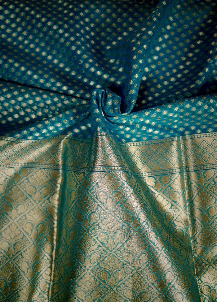 Blue Kora Silk Saree With Blouse Piece - Indian Silk House Agencies