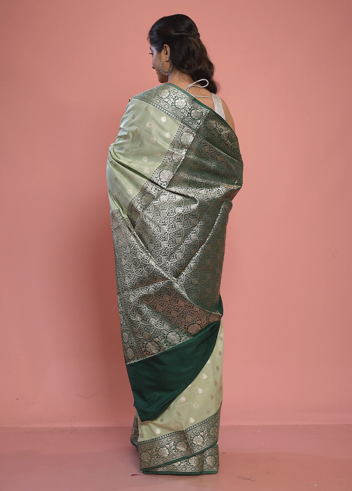 Green Dupion Silk Saree With Blouse Piece - Indian Silk House Agencies