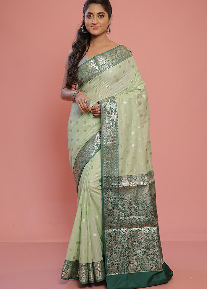 Green Dupion Silk Saree With Blouse Piece - Indian Silk House Agencies