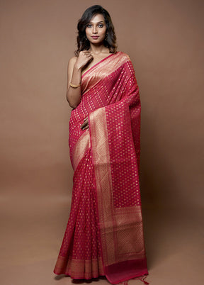 Pink Kora Silk Saree With Blouse Piece