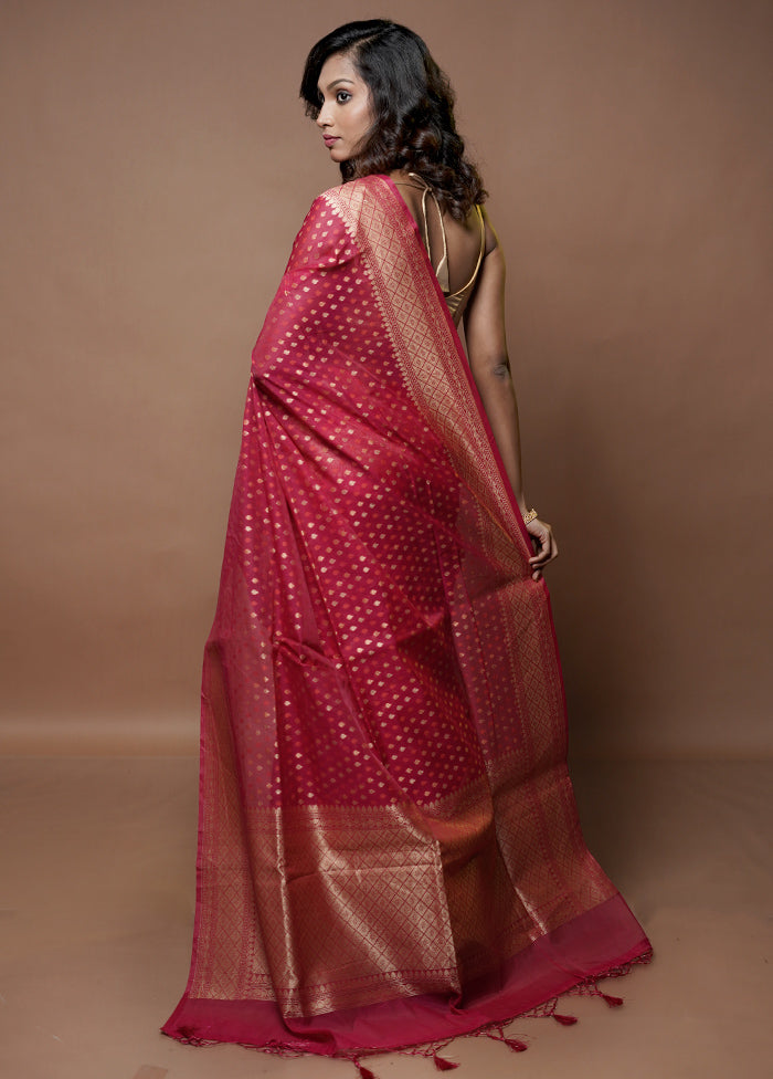 Pink Kora Silk Saree With Blouse Piece