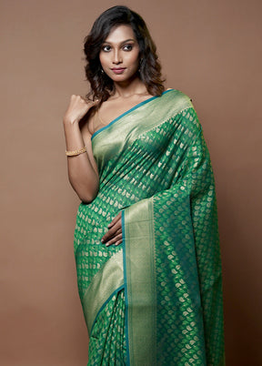 Green Kora Silk Saree With Blouse Piece