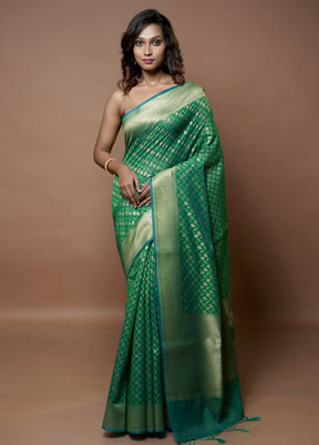 Green Kora Silk Saree With Blouse Piece