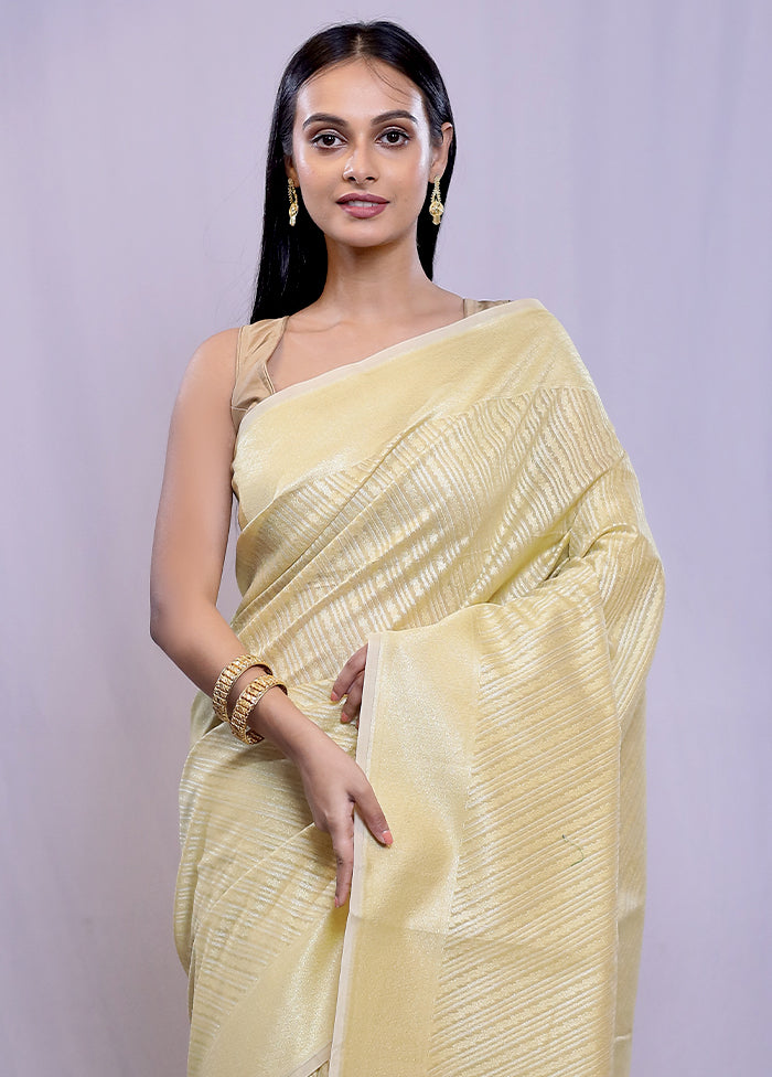 Cream Kora Silk Saree With Blouse Piece - Indian Silk House Agencies