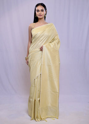 Cream Kora Silk Saree With Blouse Piece - Indian Silk House Agencies