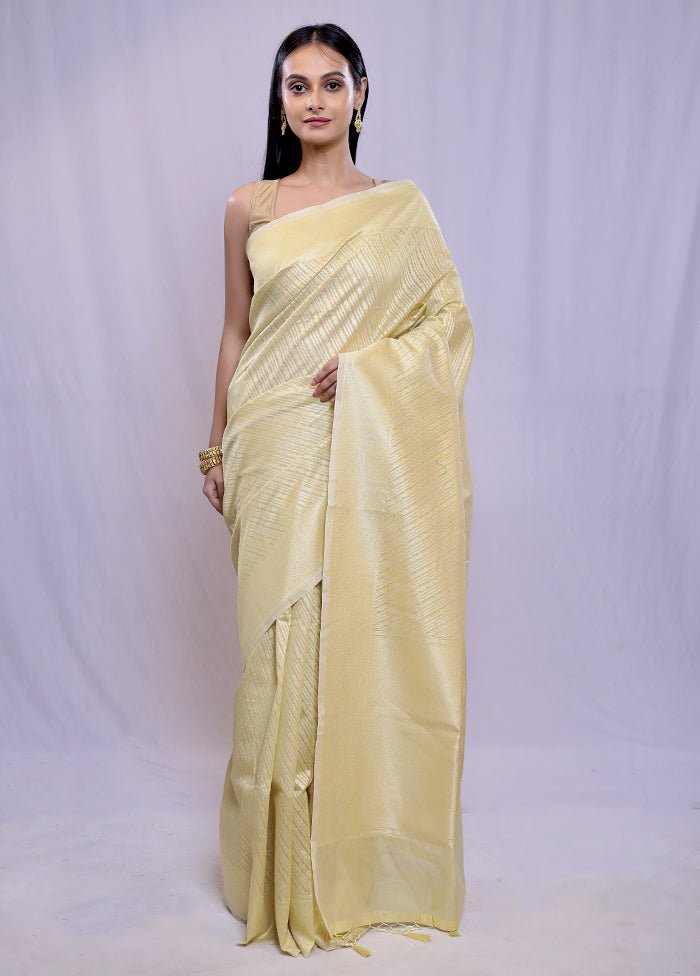 Cream Kora Silk Saree With Blouse Piece - Indian Silk House Agencies